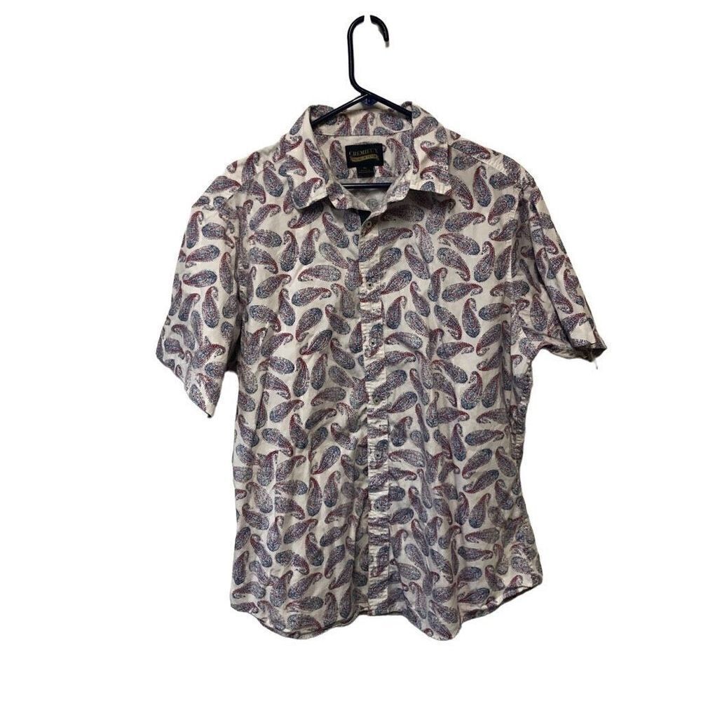 Cremieux Premium Denim Paisley Red and Blue Short Sleeve XL